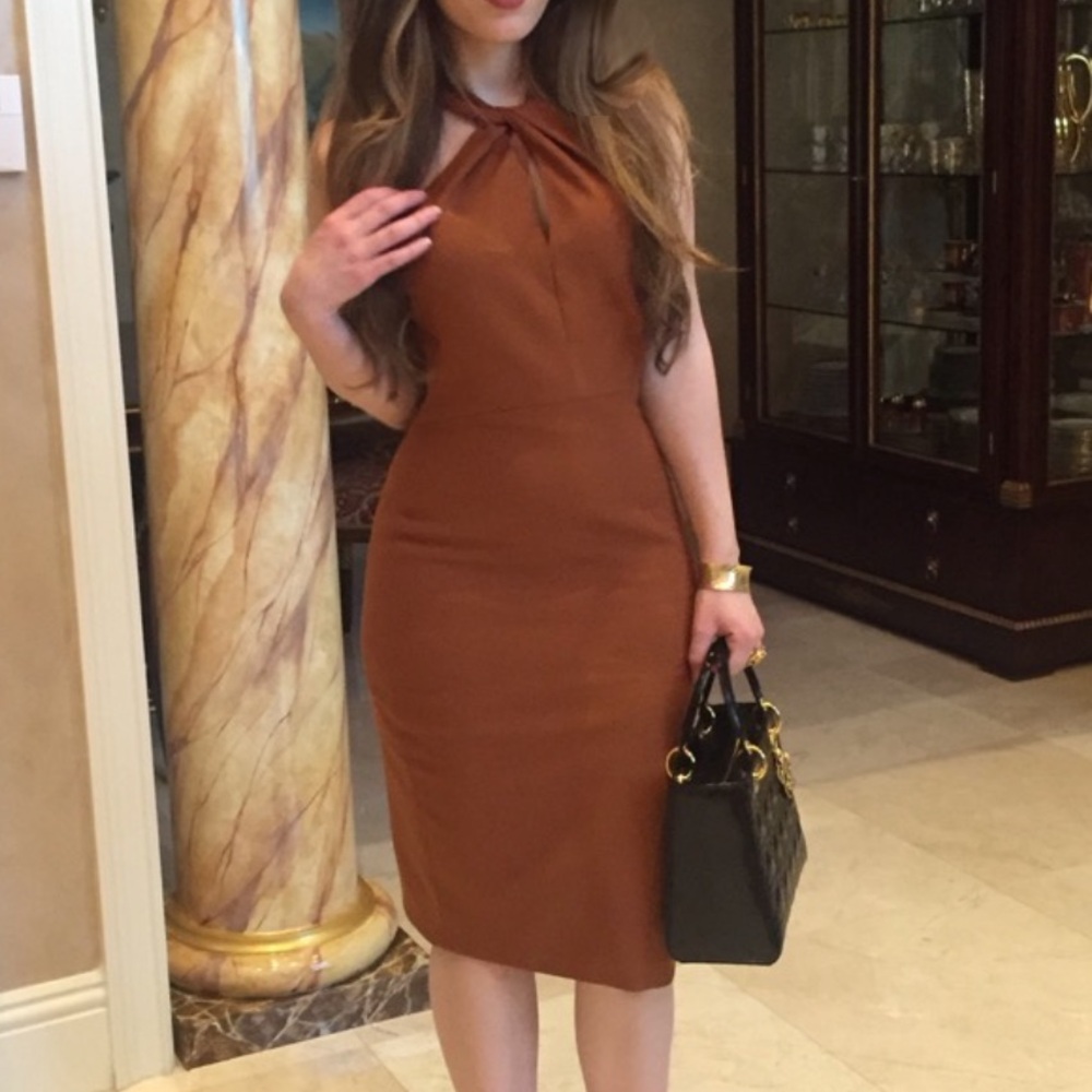 Zara Brown Burnt Orange Midi Dress